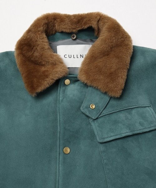 Silky Suede Tie locken Padded Jacket Detaching Spanish Mouton collar