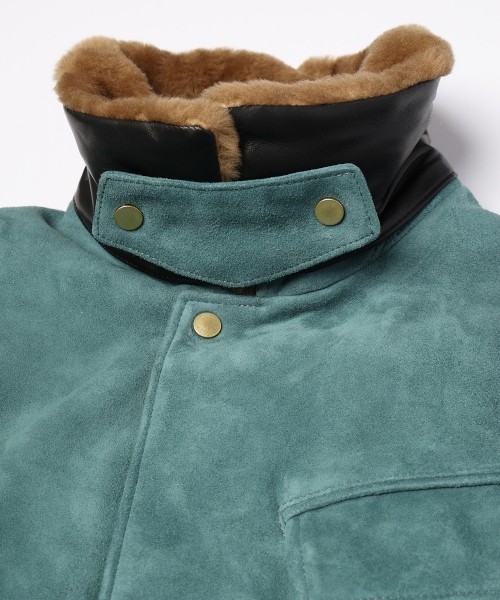 Silky Suede Tie locken Padded Jacket Detaching Spanish Mouton collar