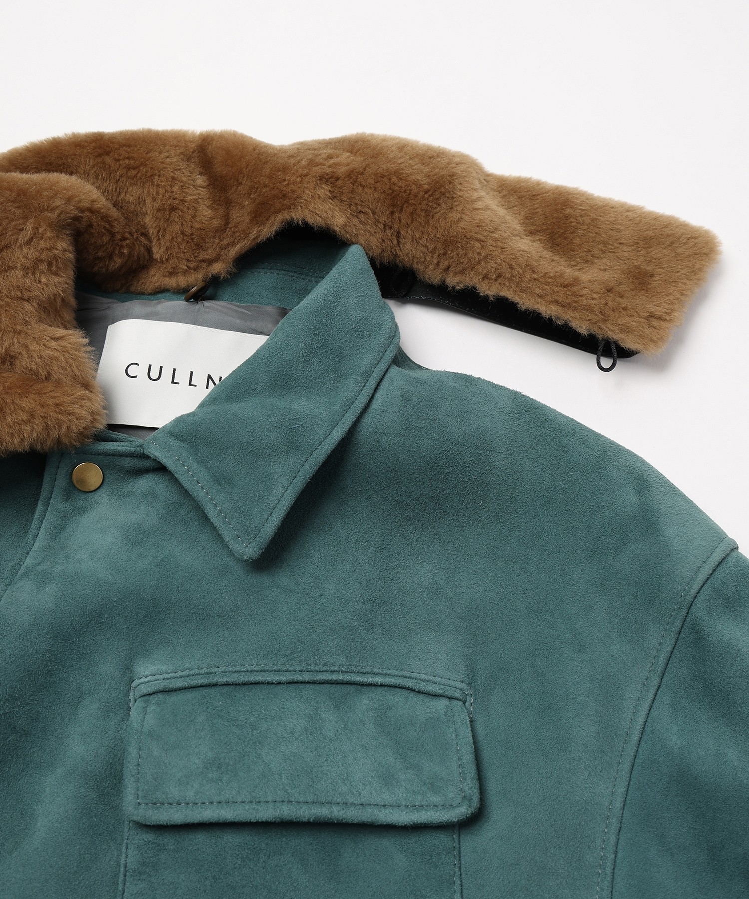 Silky Suede Tie locken Padded Jacket Detaching Spanish Mouton collar