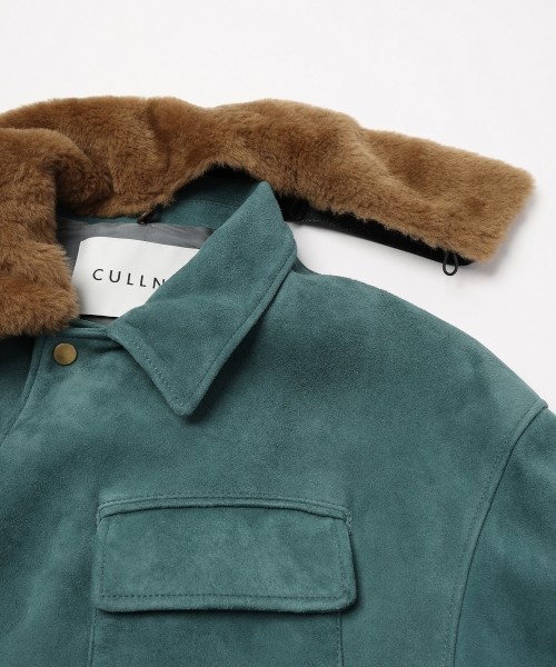 Silky Suede Tie locken Padded Jacket Detaching Spanish Mouton collar