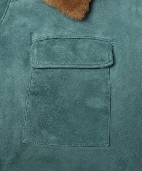 Silky Suede Tie locken Padded Jacket Detaching Spanish Mouton collar