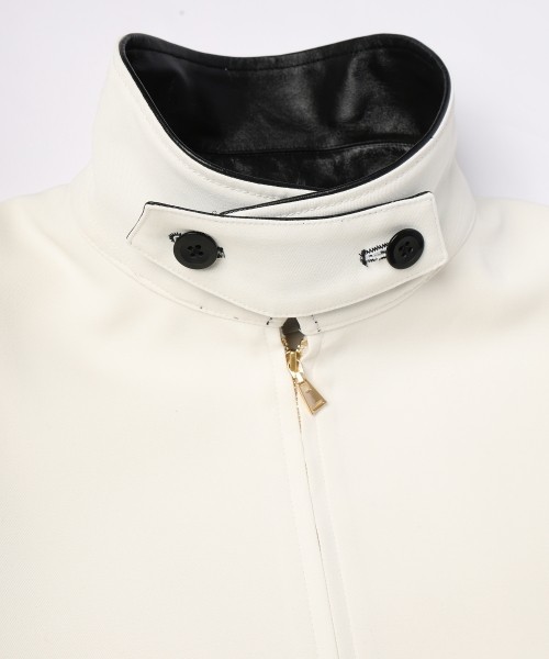 Structured Twill Double Cloth Leather Collar Blouson