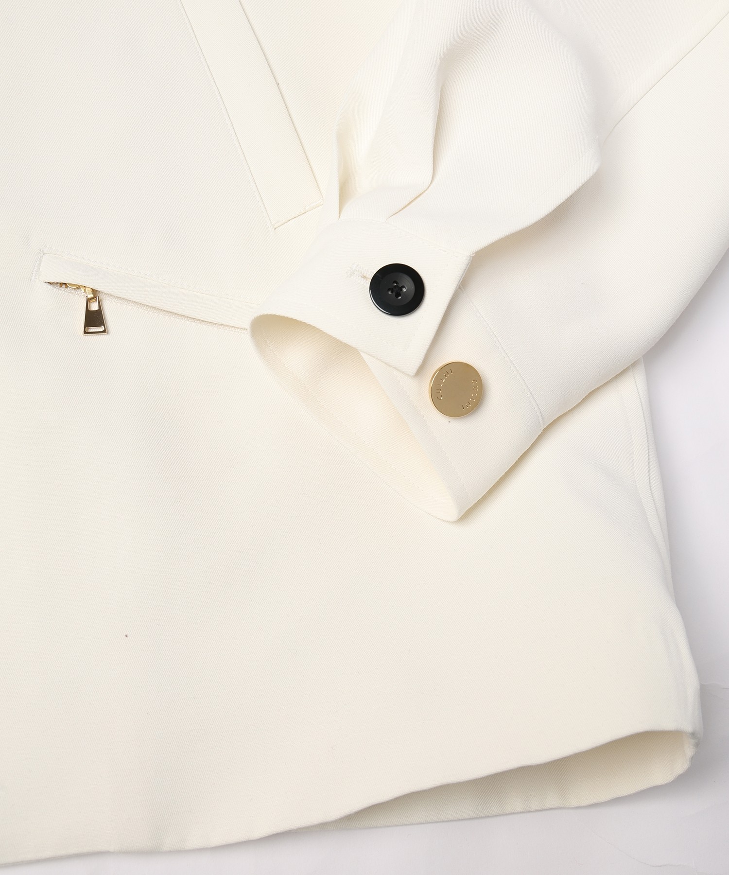 Structured Twill Double Cloth Leather Collar Blouson