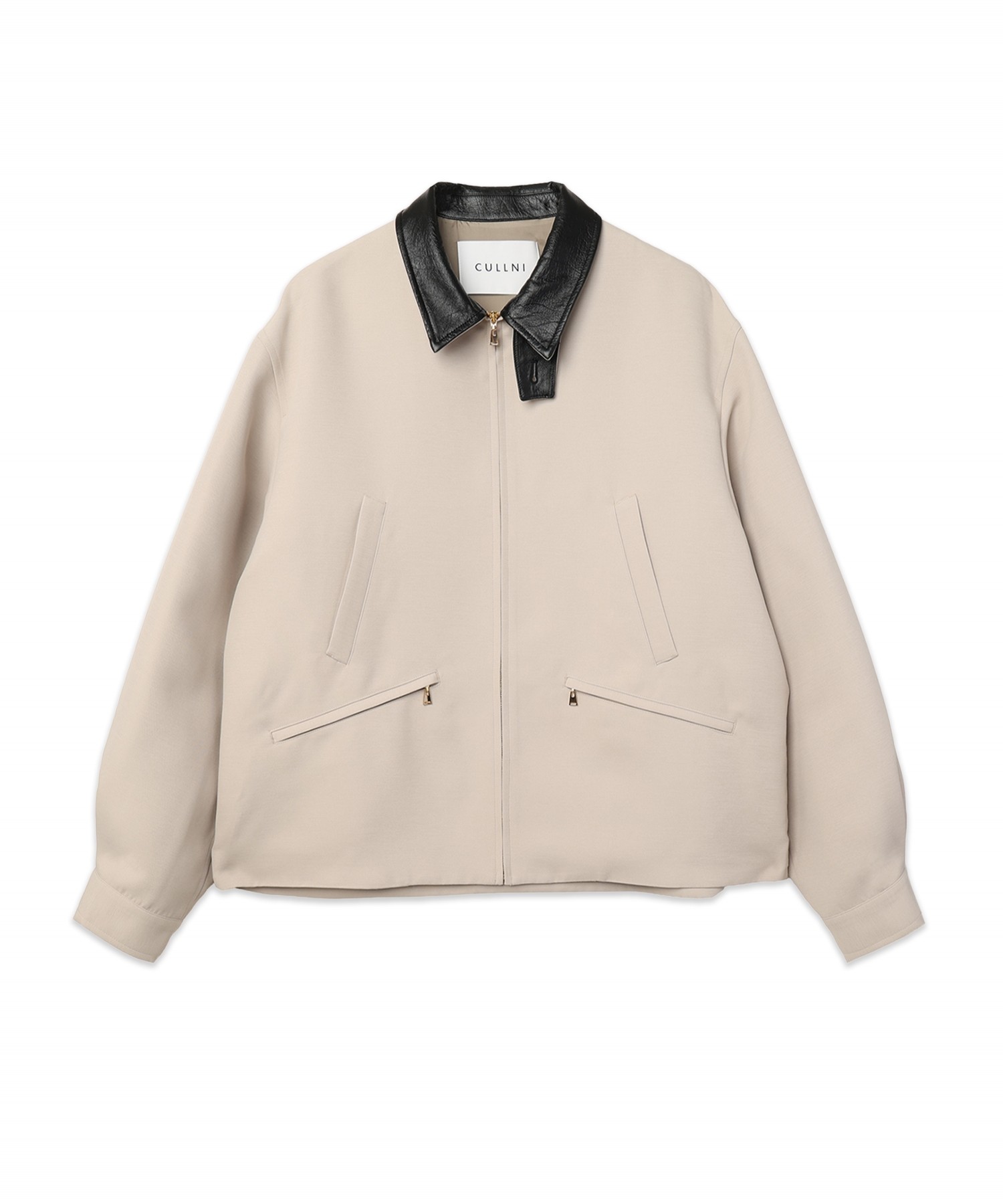 Structured Twill Double Cloth Leather Collar Blouson