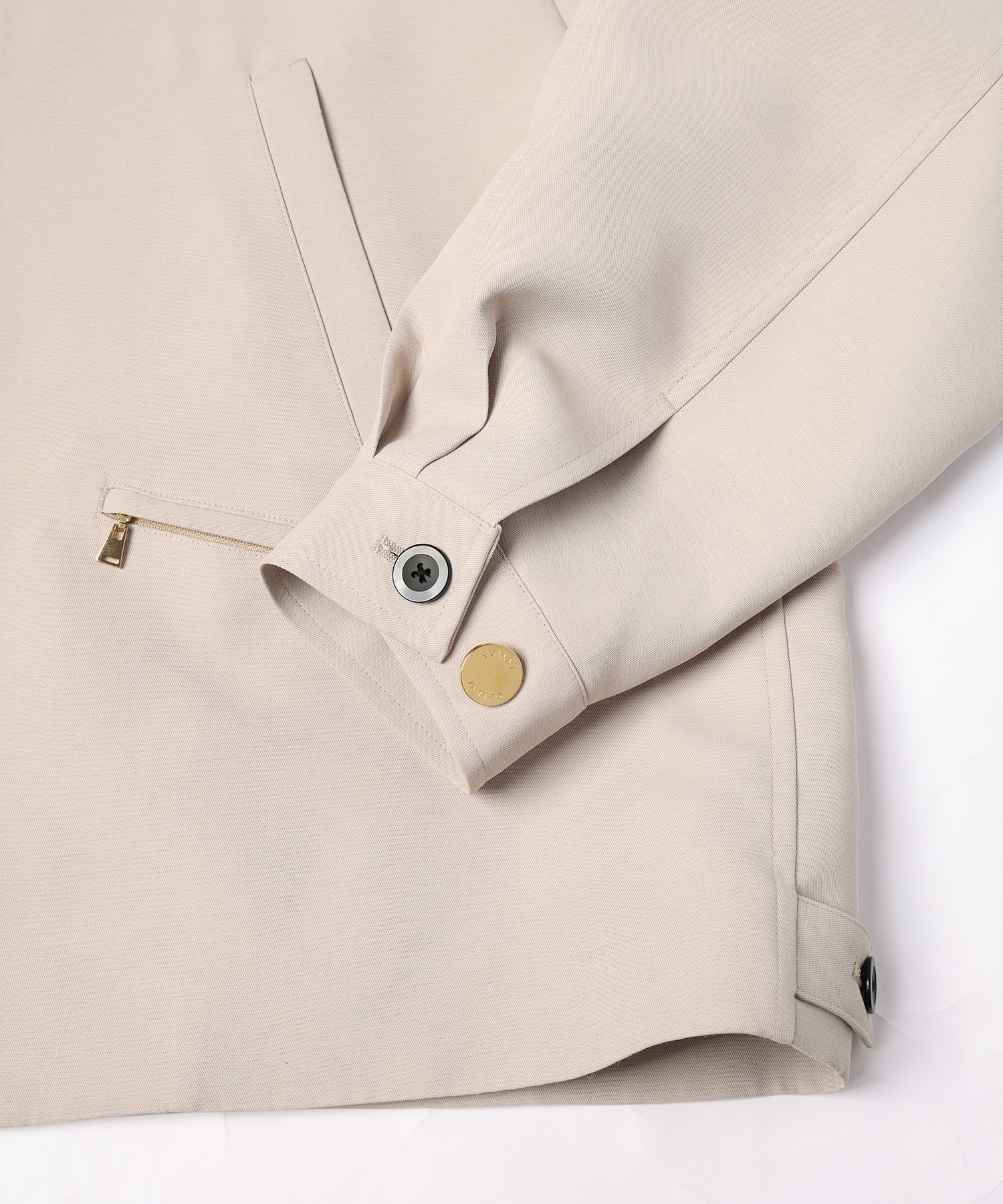 Structured Twill Double Cloth Leather Collar Blouson