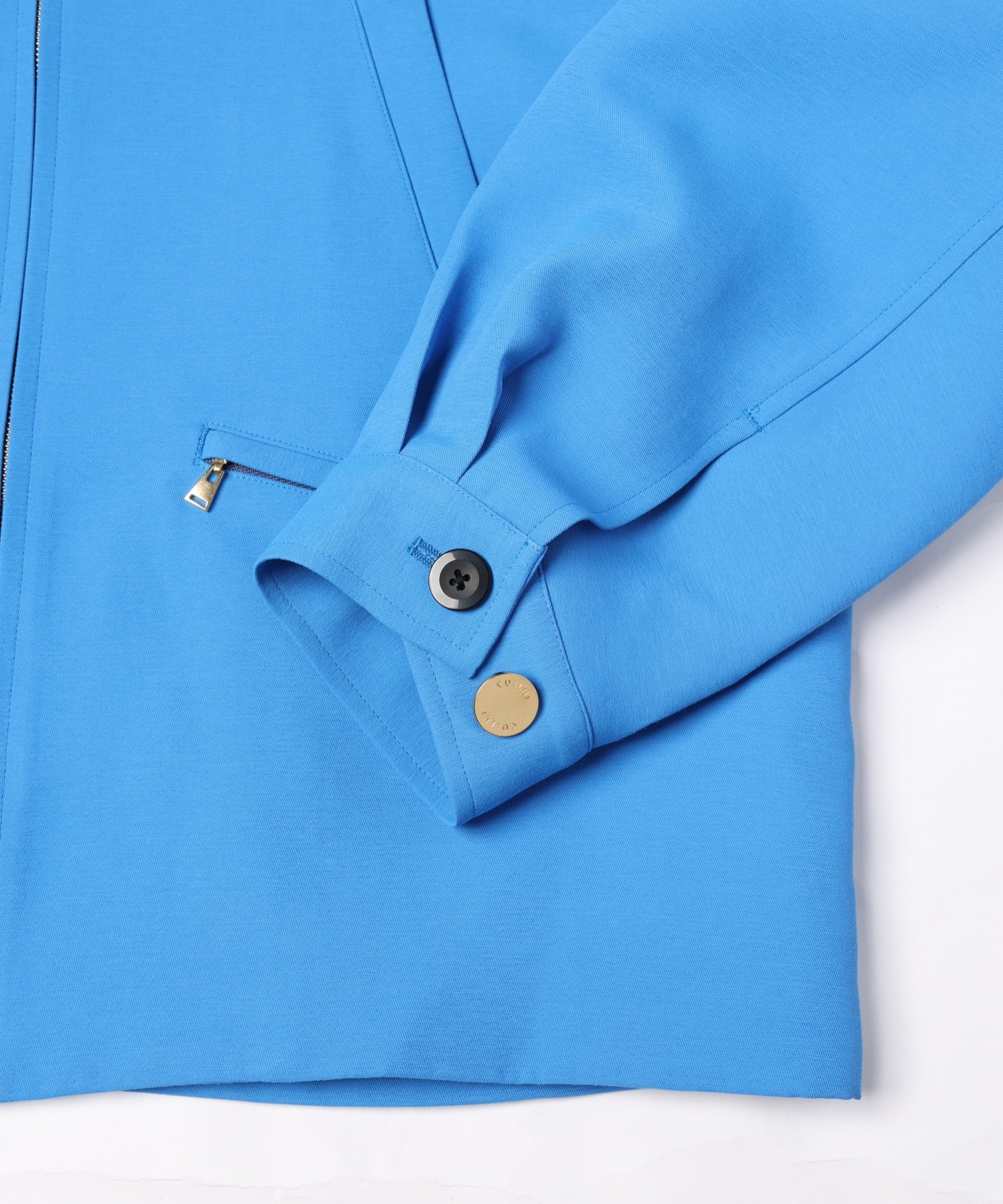Structured Twill Double Cloth Leather Collar Blouson