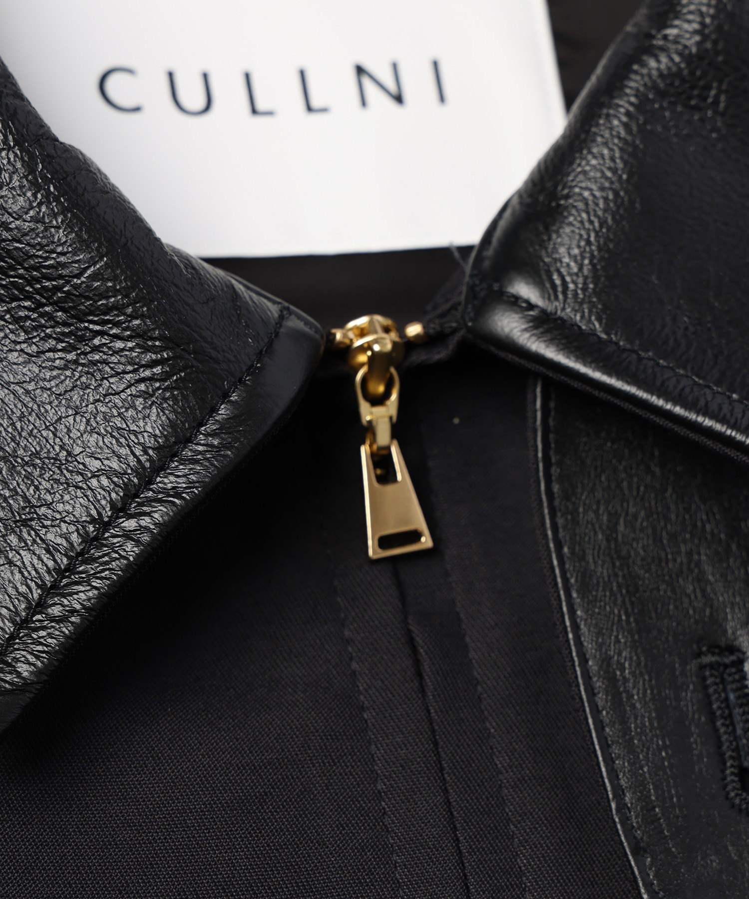 Structured Twill Double Cloth Leather Collar Blouson