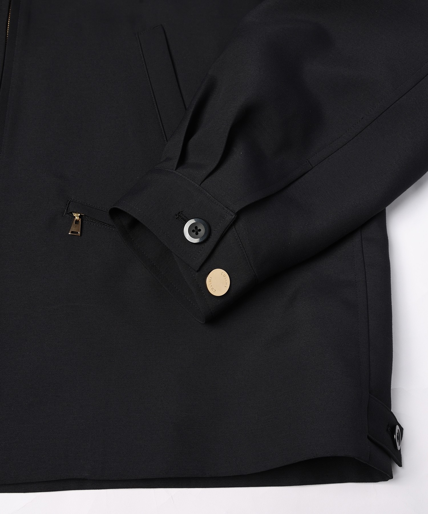 Structured Twill Double Cloth Leather Collar Blouson