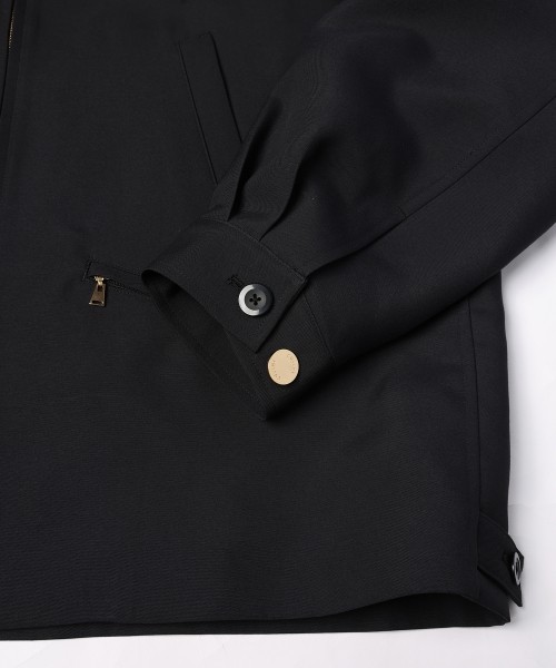 Structured Twill Double Cloth Leather Collar Blouson