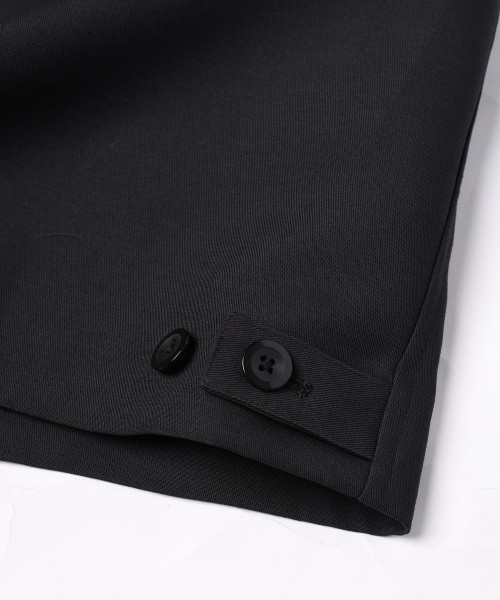 Structured Twill Double Cloth Leather Collar Blouson