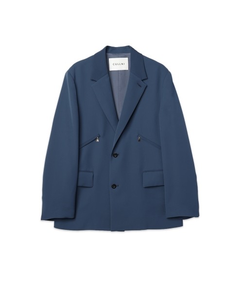 Double Satin Slanted Zip Pocket Tailored Jacket