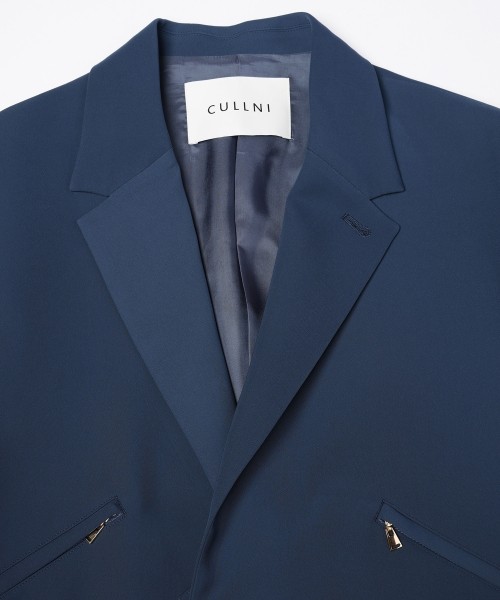 Double Satin Slanted Zip Pocket Tailored Jacket
