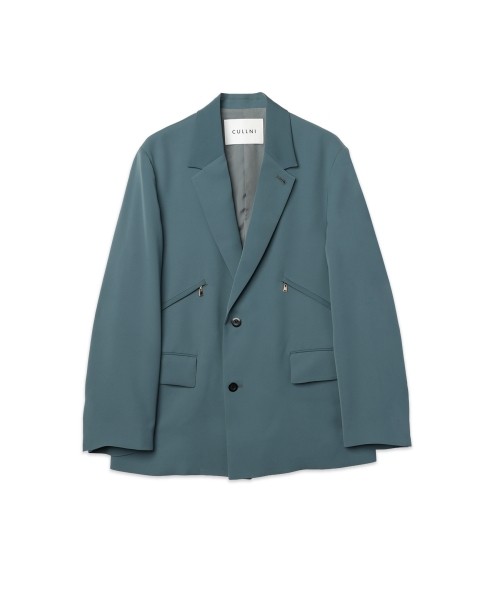 Double Satin Slanted Zip Pocket Tailored Jacket