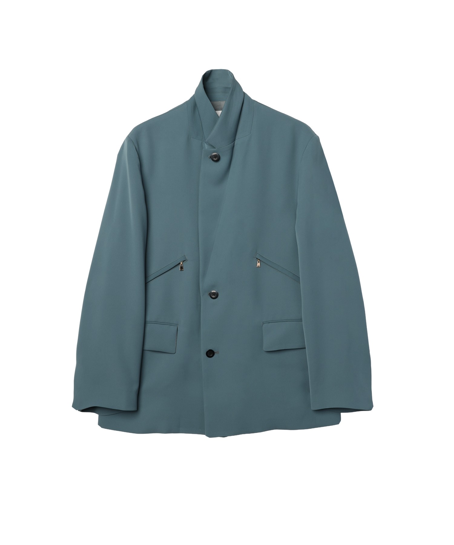 Double Satin Slanted Zip Pocket Tailored Jacket
