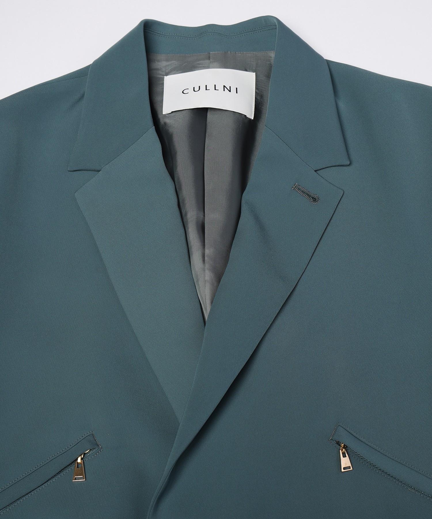 Double Satin Slanted Zip Pocket Tailored Jacket