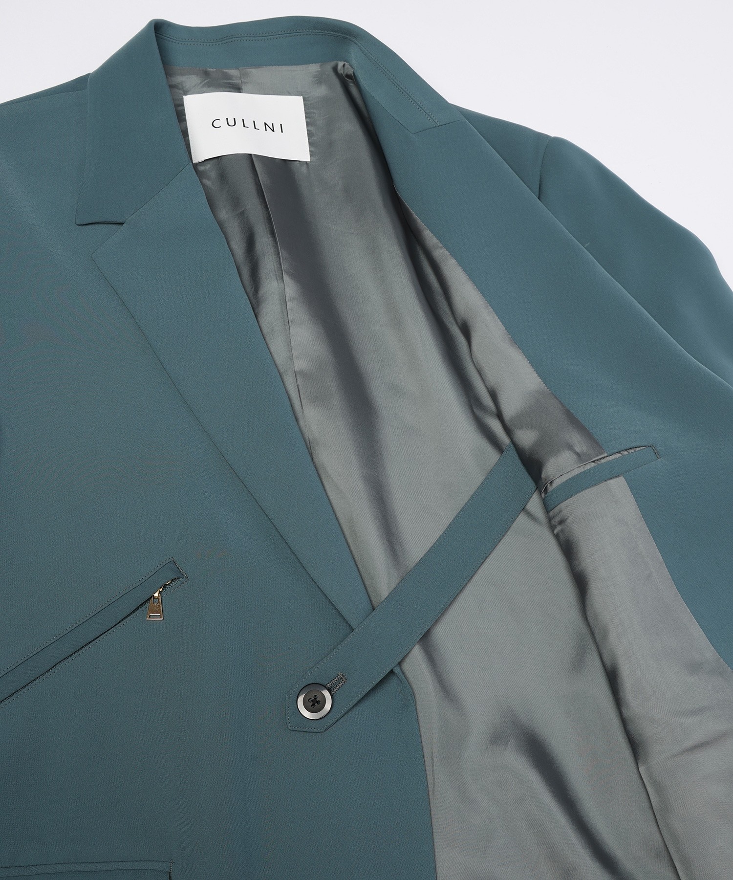 Double Satin Slanted Zip Pocket Tailored Jacket