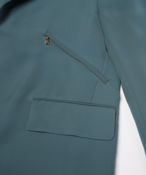 Double Satin Slanted Zip Pocket Tailored Jacket