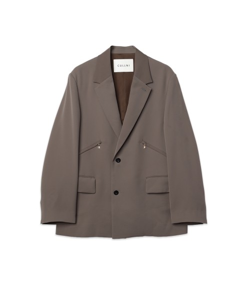 Double Satin Slanted Zip Pocket Tailored Jacket
