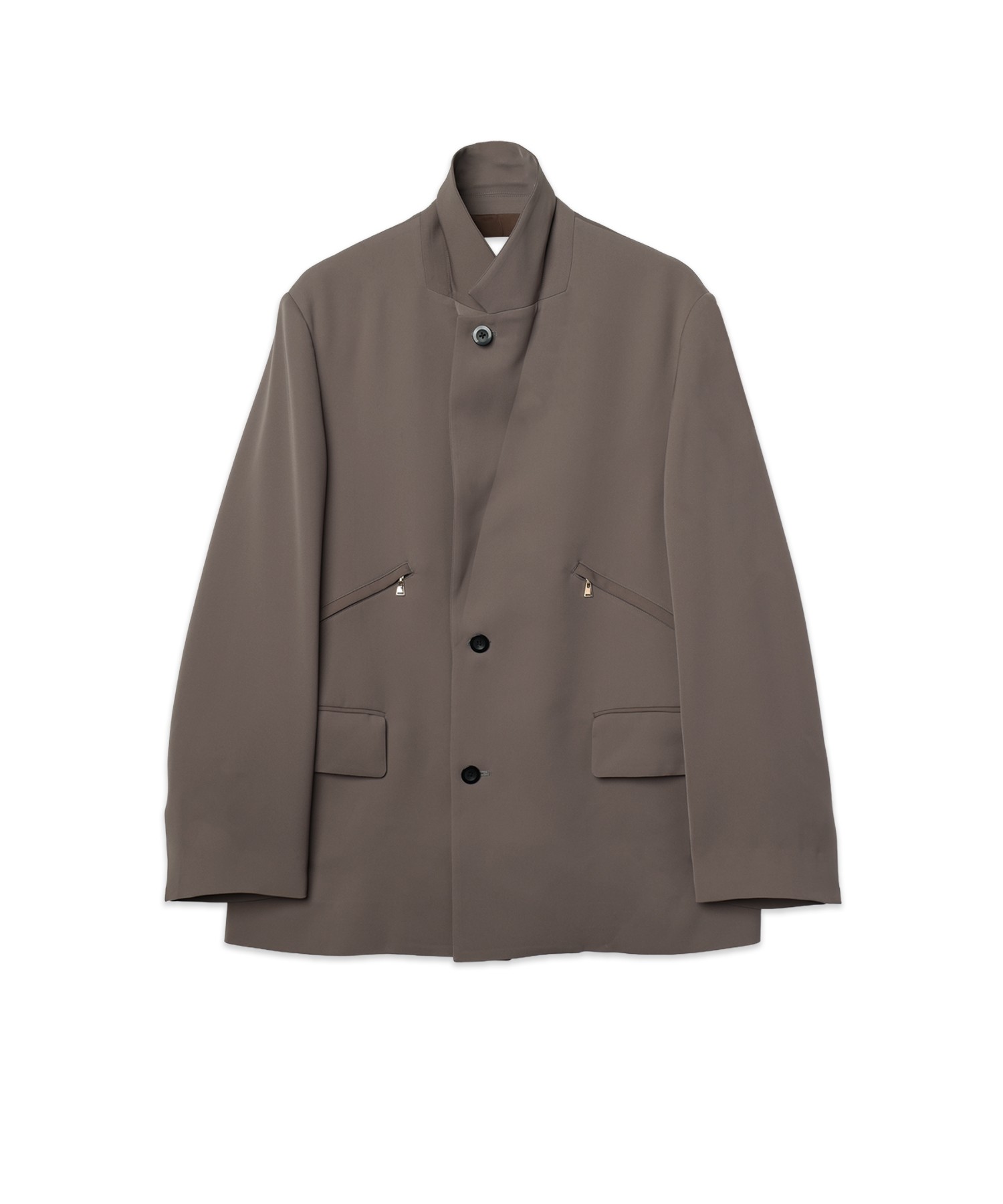 Double Satin Slanted Zip Pocket Tailored Jacket