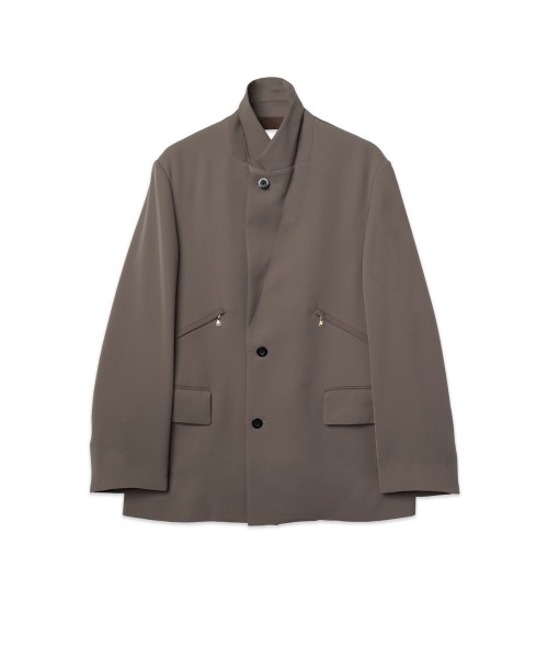 Double Satin Slanted Zip Pocket Tailored Jacket