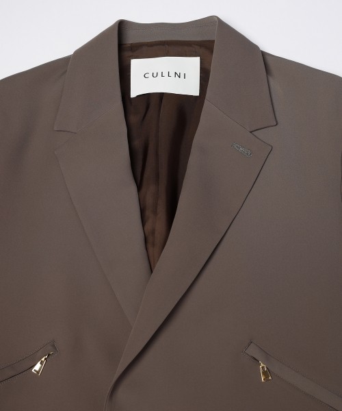Double Satin Slanted Zip Pocket Tailored Jacket