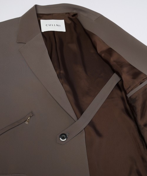 Double Satin Slanted Zip Pocket Tailored Jacket