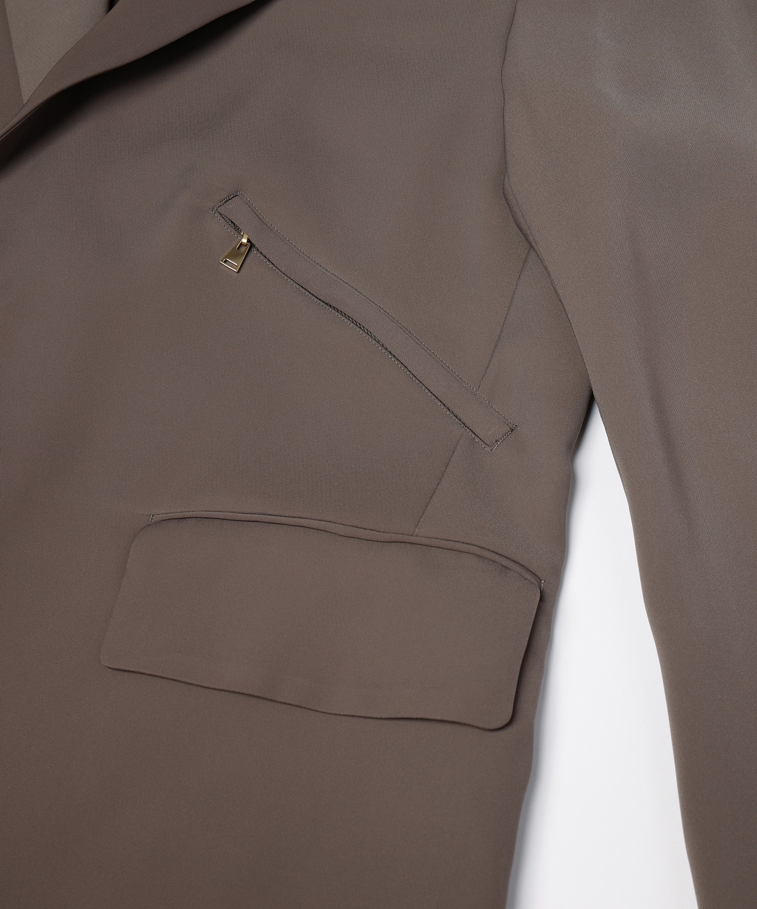 Double Satin Slanted Zip Pocket Tailored Jacket