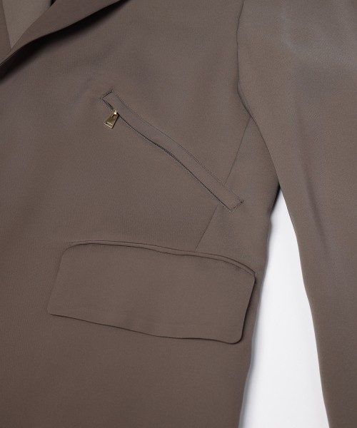 Double Satin Slanted Zip Pocket Tailored Jacket