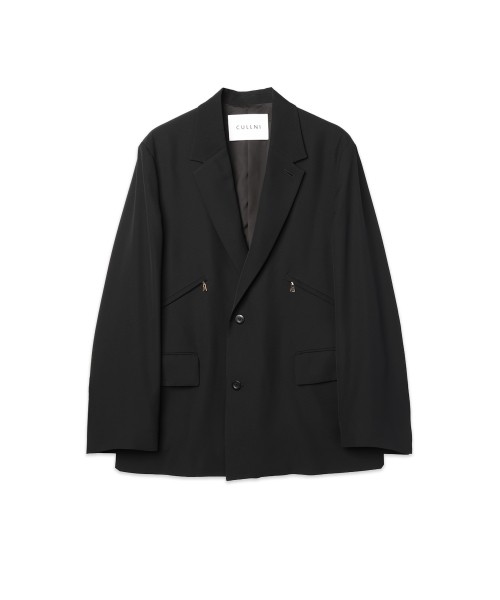Double Satin Slanted Zip Pocket Tailored Jacket