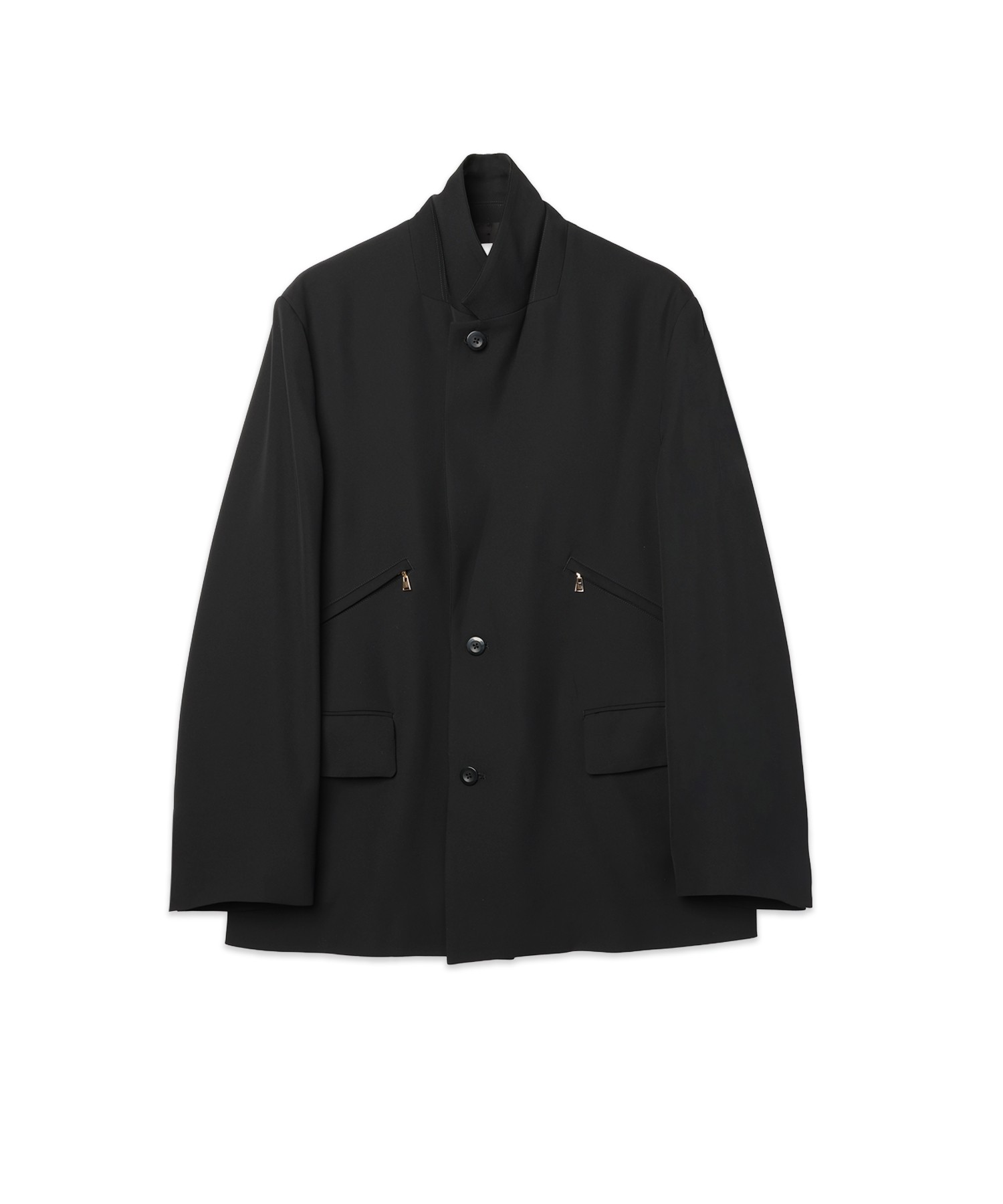 Double Satin Slanted Zip Pocket Tailored Jacket