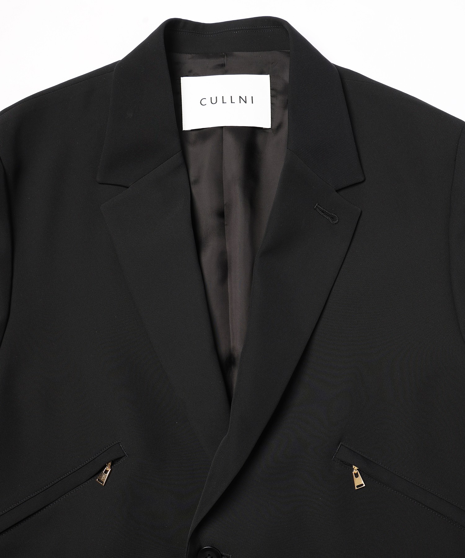 Double Satin Slanted Zip Pocket Tailored Jacket