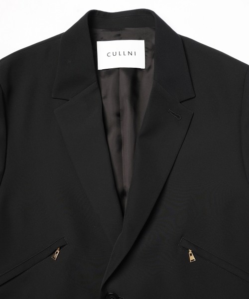 Double Satin Slanted Zip Pocket Tailored Jacket