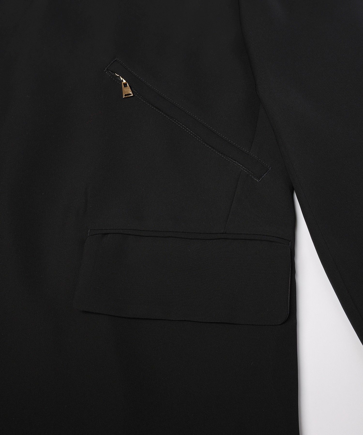 Double Satin Slanted Zip Pocket Tailored Jacket