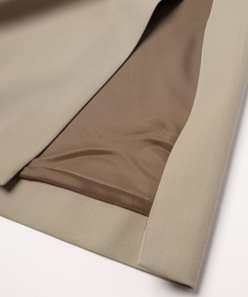 Wool Gabardine Tielocken Leather Collar Long Coat
