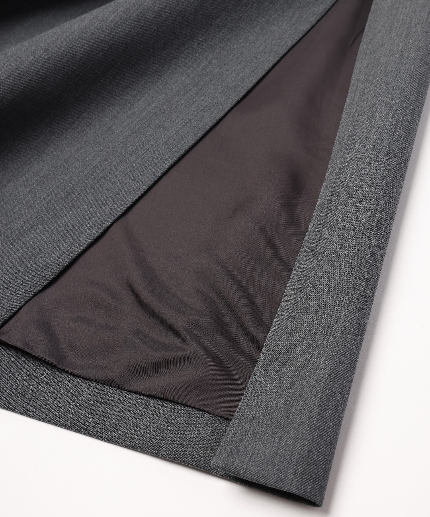 Wool Gabardine Tielocken Leather Collar Long Coat