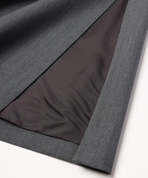 Wool Gabardine Tielocken Leather Collar Long Coat