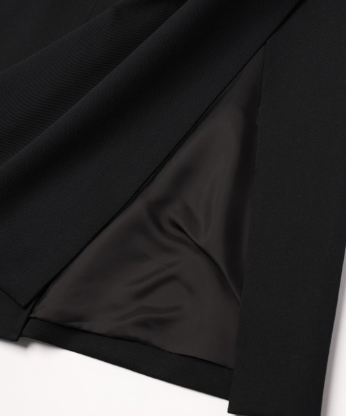 Wool Gabardine Tielocken Leather Collar Long Coat