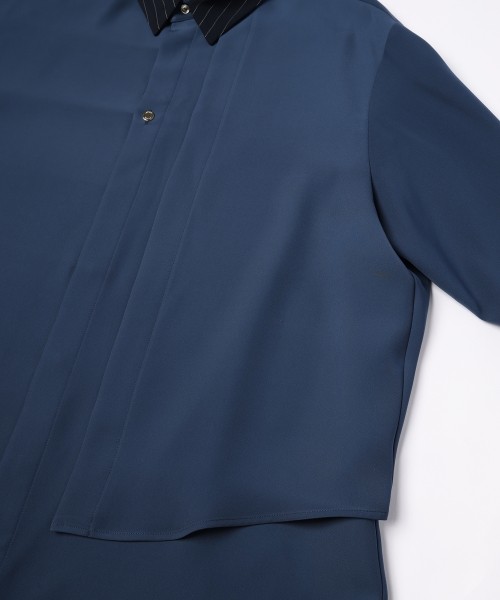 Double Satin Asymmetrical Layered Shirt