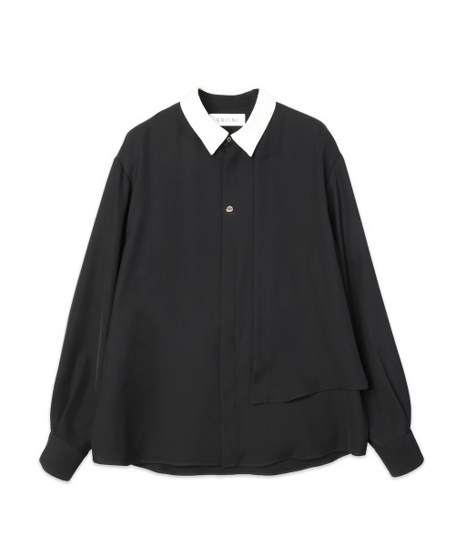 Double Satin Asymmetrical Layered Shirt