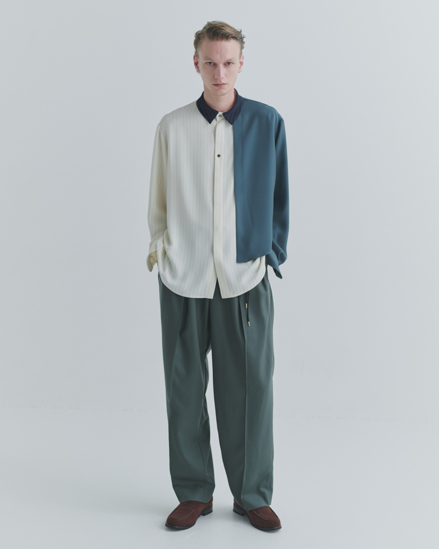 Double Satin Asymmetrical Layered Shirt