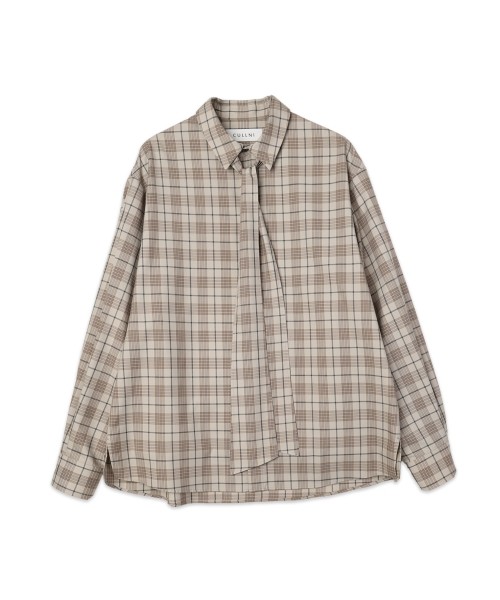 Tartan Check Bow-Tie Long Sleeve Shirt