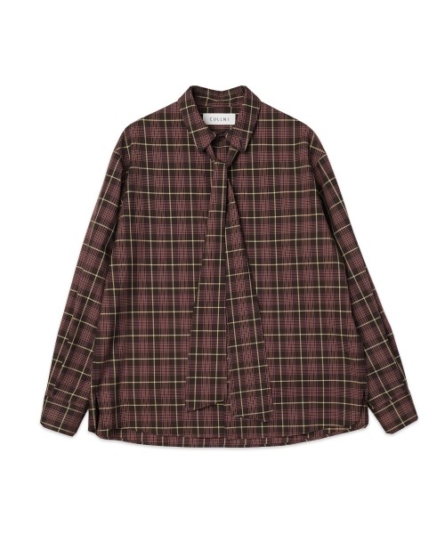 Tartan Check Bow-Tie Long Sleeve Shirt