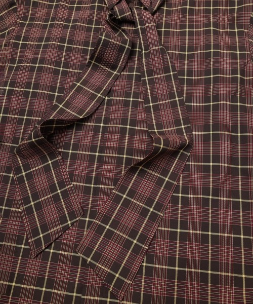 Tartan Check Bow-Tie Long Sleeve Shirt