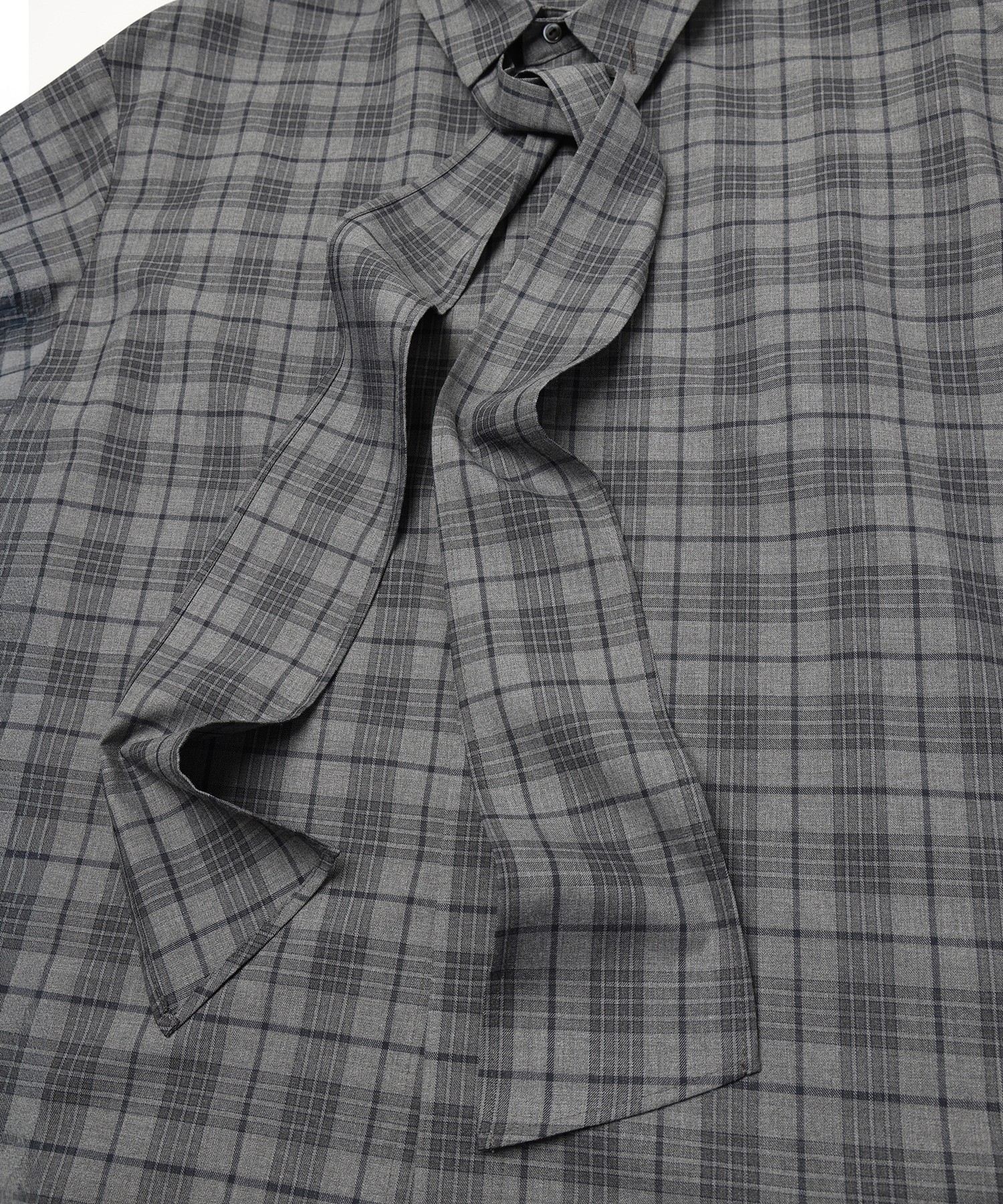 Tartan Check Bow-Tie Long Sleeve Shirt