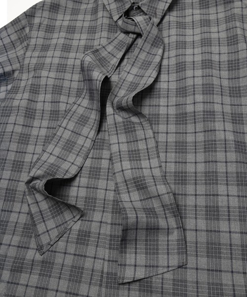 Tartan Check Bow-Tie Long Sleeve Shirt