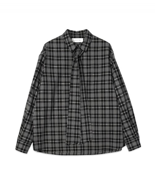 Tartan Check Bow-Tie Long Sleeve Shirt
