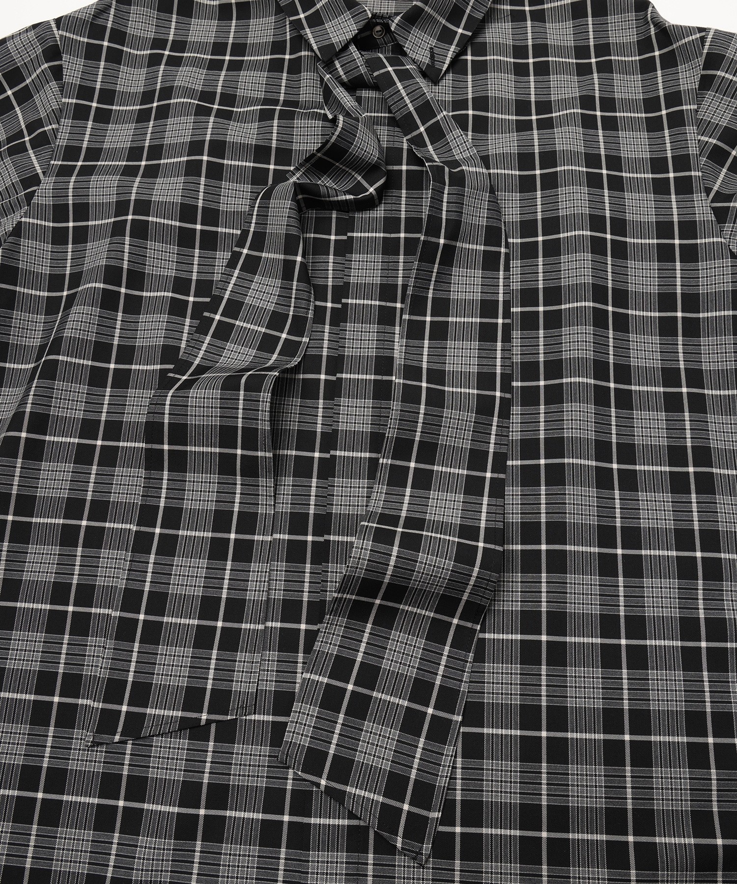 Tartan Check Bow-Tie Long Sleeve Shirt