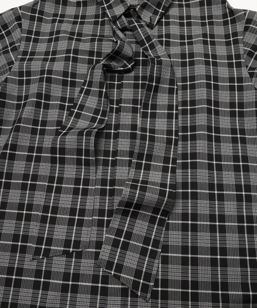 Tartan Check Bow-Tie Long Sleeve Shirt