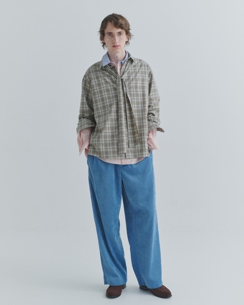 Tartan Check Bow-Tie Long Sleeve Shirt