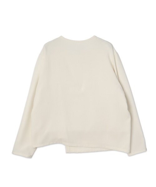 Triacetate Airy Cloth Wrap Long Sleeve Pullover